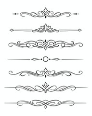 Obraz premium Set of Decorative Vintage Calligraphic Dividers and Ornamental Floral Flourishes for Design