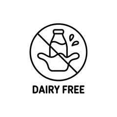Obraz premium Dairy free sign with crossed out milk bottle and bowl icon