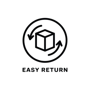 Easy return policy icon with box and circular arrows