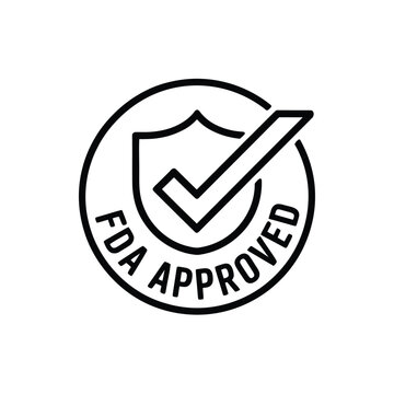 FDA approved logo with shield and checkmark symbol  medical regulation certification