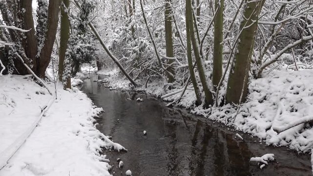 Weilerswister M&uuml;hlenbach im Winter, Nordrhein-Westfalen, Deutschland, Weilerswist