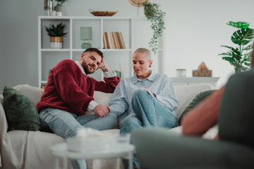 Obraz premium Couple having therapy session showing support and connection