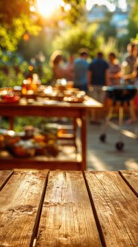 Backyard barbecue party with friends, food and grill in garden