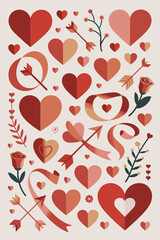 Romantic Valentine's Day seamless pattern with red hearts and arrows design for love celebration seasonal greeting card banner or wallpaper background decoration festive anniversary event invitation t