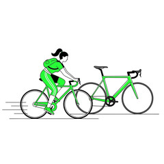 Obraz premium Dynamic Young Woman Cycling Enthusiastically Down a Scenic Path