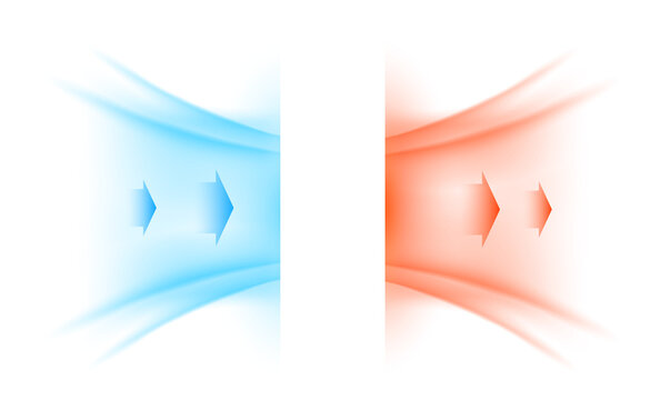 Airflow elements on a transparent background. PNG hot and cold air with arrows indicating the direction of  movement on a transparent background