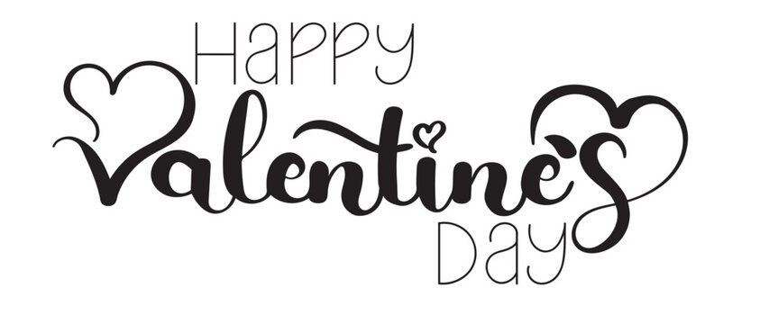 Happy Valentines Day. FEBRUARY month vector with hearts of love. Decoration floral. Illustration month February