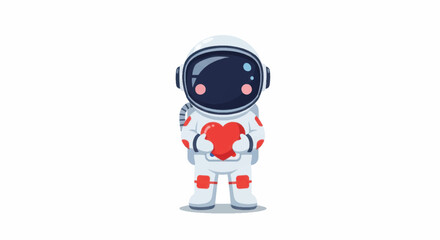 Fototapeta premium Adorable cartoon astronaut in a white spacesuit illustration for space themed design.