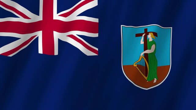 Montserrat Flag Waving on Wind, Realistic 4K Background Animation