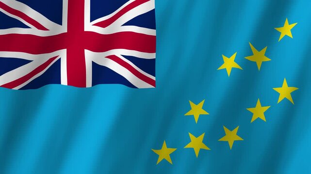 Tuvalu Flag Waving on Wind, Realistic 4K Background Animation
