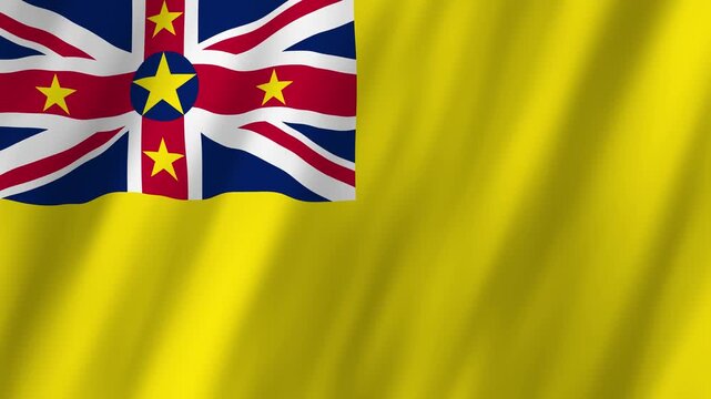 Niue Flag Waving on Wind, Realistic 4K Background Animation