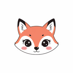 Fototapeta premium Adorable cartoon fox head illustration with big eyes and rosy cheeks.