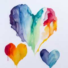 Hearts. Romantic background with drawn watercolor pastel hearts for Valentine&rsquo;s Day. Hand drawn illustration