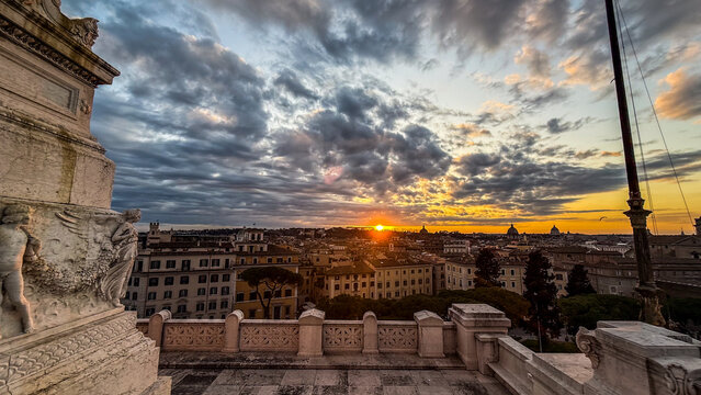 Rome, Italy, Colosseum Sunset 