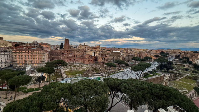 Rome, Italy, Colosseum Sunset 