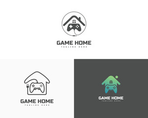 Gaming house  logo design collection. Playful joystick and home vector logo design.
