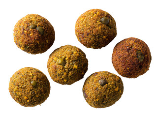 Close up photo of falafel balls on display, appetizing and ready to eat Isolated Transparent Background, PNG
