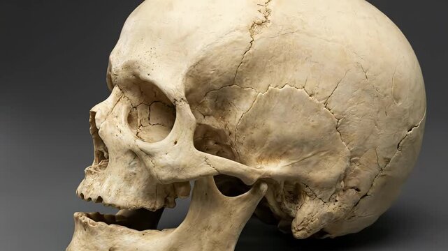 Detailed human skull model showcasing anatomical structure and bone sutures, suitable for medical education, scientific research, anatomy reference, and forensic study.