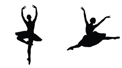 Two ballet dancers in dynamic poses a striking silhouette © MDShawon