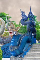 Obraz premium Architectural details of the famous Blue Temple in Chiang Rai, Thailand