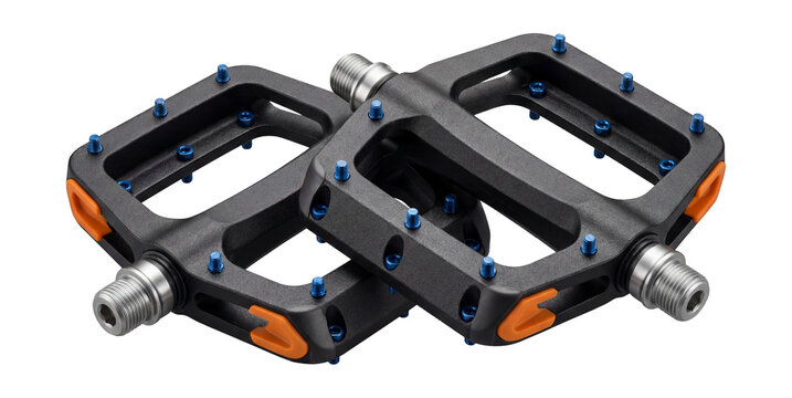 Wide platform pedals with concave shape.