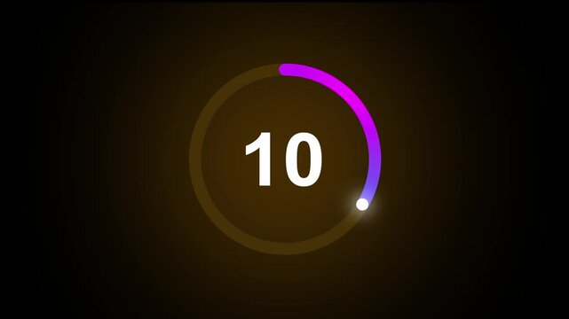 Circle countdown timer 15 second animation from 15 to 0 second animation on transparent background with alpha channel, 15 second countdown timer, Countdown video 4k video.