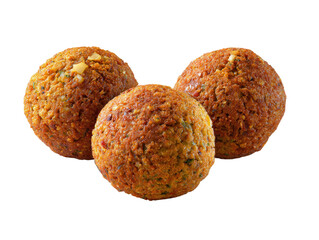 Three delicious falafel balls, close-up shot Isolated Transparent Background, PNG