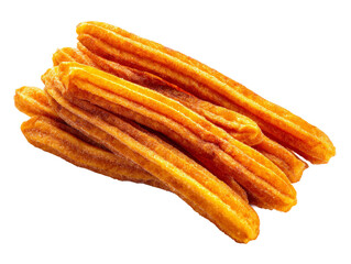 Delicious churro sticks piled high, showcasing their golden-brown color and ridged texture Isolated Transparent Background, PNG