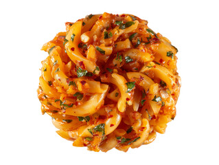 A close-up shot of a delicious onion dish with a spicy and vibrant flavor profile. The onions are meticulously prepared, bursting with a rich taste Isolated Transparent Background, PNG