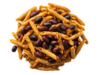 A close-up shot of cooked pasta and beans, an enticing meal of penne and beans Isolated Transparent Background, PNG
