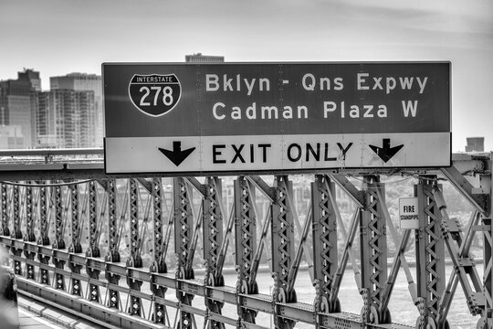 Brooklyn Queens Expressway sign highlighting iconic NYC bridge and transportation infrastructure