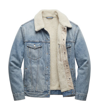 Fleece-lined denim jacket with sherpa collar in light wash