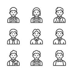 Diverse Group of People Icons Representing Various Professions and Demographics.