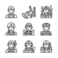 Obraz premium Soldiers in Uniform: A Collection of Military Personnel Icons.