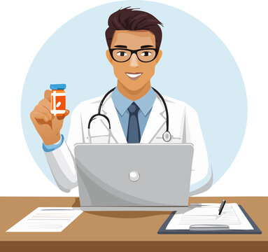 doctor working with laptop, elinde ila&ccedil; olan doktor 