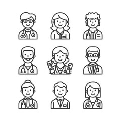 Diverse Medical Professionals: A Collection of Doctor Icons.
