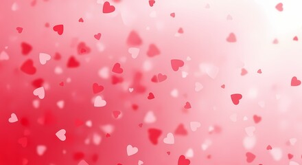 Obraz premium A pink background with red and white hearts floating in the air for Valentine's Day or love-themed celebrations