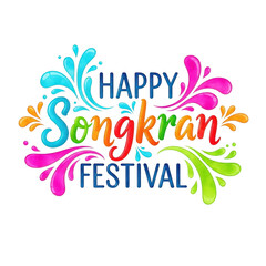 Obraz premium Happy songkran festival celebration with colorful water splash design