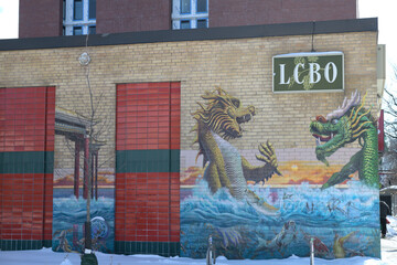Naklejka premium LCBO sign on the exterior of 337 Spadina Av at Baldwin St, Toronto