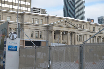 Naklejka premium wide view of Lillian Massey Building from Bloor St W from reconstruction of ROM, Toronto