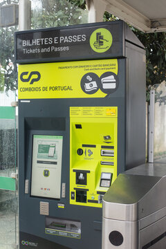 Sintra, Portugal 02-02-2026 A CP Comboios de Portugal ticket vending machine at a train station in Portugal, operated by the national railway company.