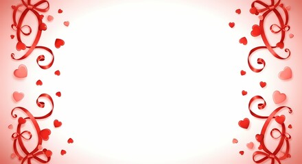 A romantic red heart design with swirling patterns and bows on a white background for Valentine's Day or love themed events