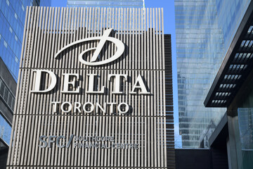 Naklejka premium sign at Delta Hotel located at 75 Lower Simcoe St, Toronto - Bremner Blvd side
