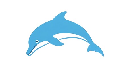 Fototapeta premium Blue Dolphin Illustration on White Background.