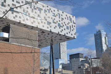 Obraz premium detail of Will Alsop Sharp's Centre for Design at OCADU viewed from Grange Park, Toronto