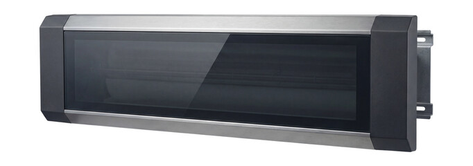 Obraz premium Wall-mounted infrared heater with a sleek aluminum casing.