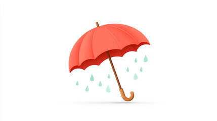 Obraz premium Red umbrella with raindrops symbolizing weather protection and accessories