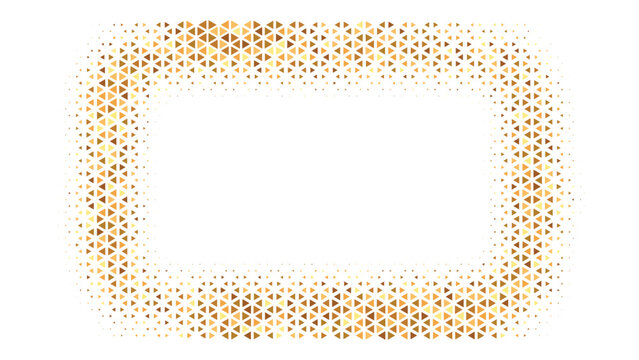 Golden abstract geometric triangle frame with soft gradient texture on white background, elegant modern border design for luxury branding presentation and print layouts