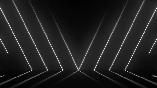 Color Neon Lines over Dark Background Room