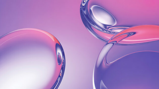 Abstract glassmorphism style background with overlapping translucent pink and purple bubbles